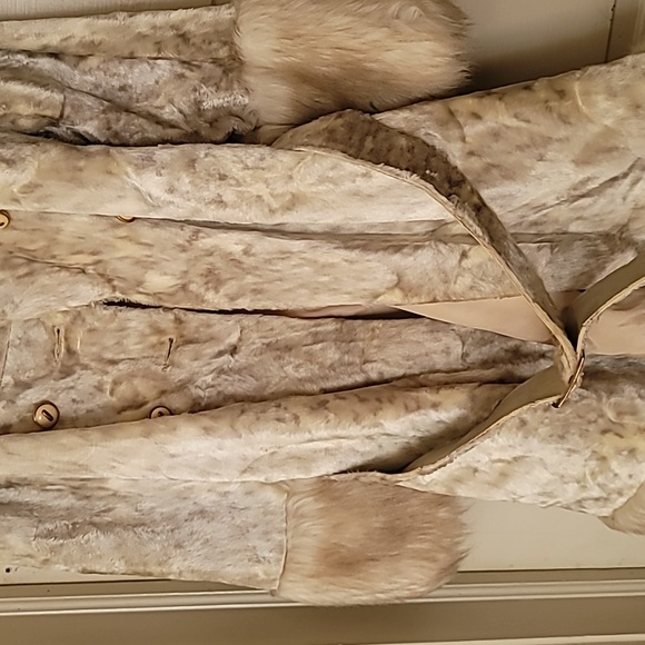 Elegant Real Rex Rabbit Fur Women's Coat With A Fur Belt, Vintage 60s PennyCoat - Picture 3 of 17